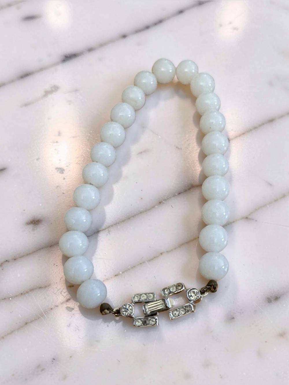 Crown Trifari Milk Glass Bracelet